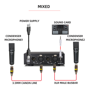 Professional <strong>Audio</strong> Interface Digital Sound Card Mixer for <strong>Microphone</strong> Musical Instrument Line <strong>Input</strong> Recording