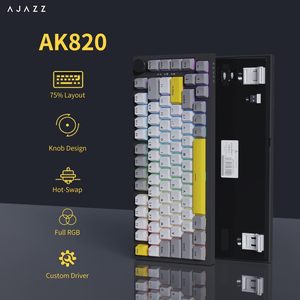 AK820 75% Wired RGB Gasket Mechanical <strong>Keyboard</strong> with Volume Knob PBT Keycaps <strong>Custom</strong> Programmable Hot-Swap <strong>Keyboard</strong> - Product Image 3