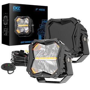 DXZ琥珀色のバックライトLedポッドドライビングフォグライト用トラックSUVフォークリフト高輝度5インチスクエアキューブオフロードライト付き - Product Image 1