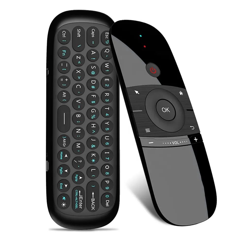 Desain Baru W1 Mouse Keyboard Nirkabel 2.4G, Mouse Dapat Diisi Ulang Kendali Jarak Jauh untuk TV Box Android/PC/TV Mini