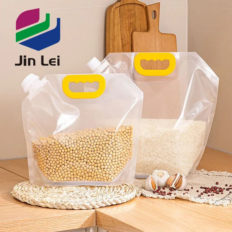 Sello de bolsa de plástico con boquilla Doypack con asa Embalaje Jugo Agua Cereal, etc. 1L 2L 3L 5L