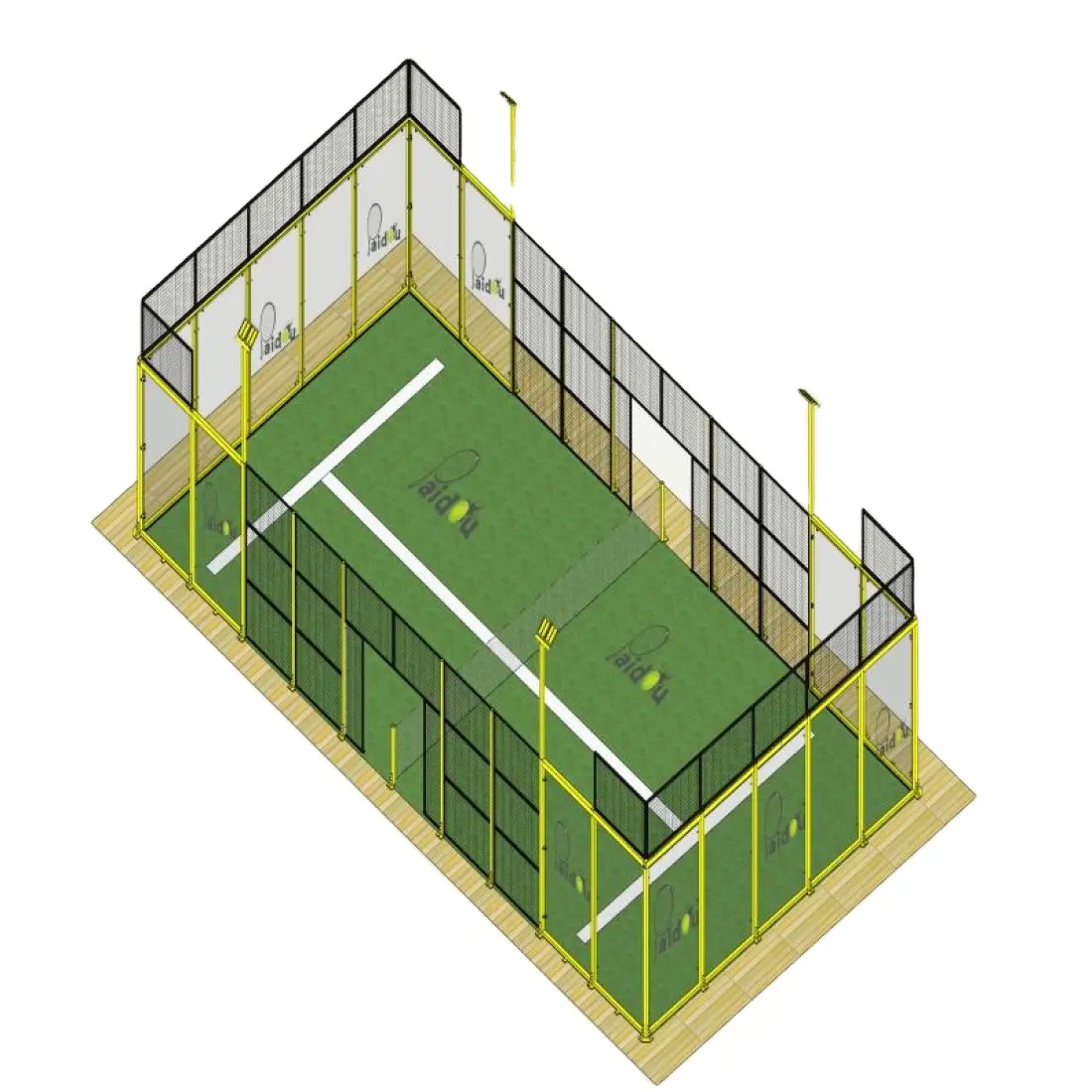 Pabrik Langsung Desain Baru Disesuaikan Panoramik 4 Tiang Stadion Aman Padel Lapangan Tenis