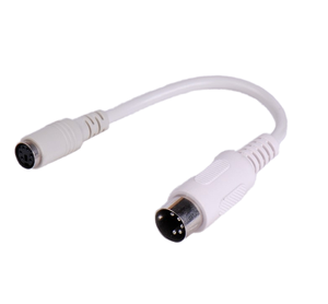 Fabricación de cable de teclado PS2 blanco y negro Mini USB con chaqueta de PVC DIN6F a conectores DIN5M para uso en computadora - Product Image 1