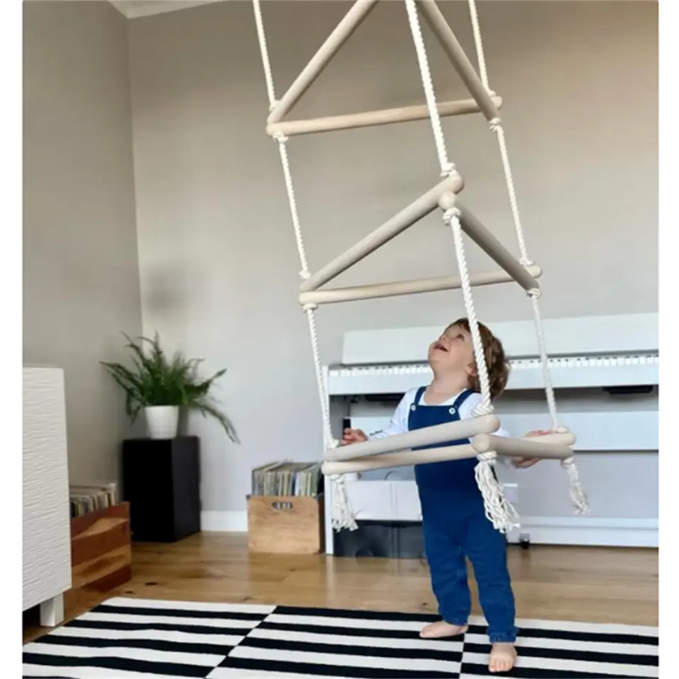 Escada Montessori de corda para playground infantil, escada de ginástica de equilíbrio, barras de escalada para ambientes internos e externos