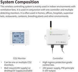 Home Luftqualität Lüfter geschwindigkeit Relais Ausgang 0-10V Kohlendioxid steuerung drahtlose Lora Fernbedienung CO2 Gas Monitor Controller - Product Image 2
