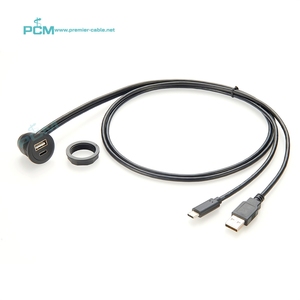 สายเคเบิลเมาท์แบบฟลัชสำหรับแผง USB-C USB-A ช่องเสียบแบบคู่ทำมุมขวาพอร์ตคอมโบ USB ชนิด A Type C AUX แชสซีชนิด C AUX - Product Image 1