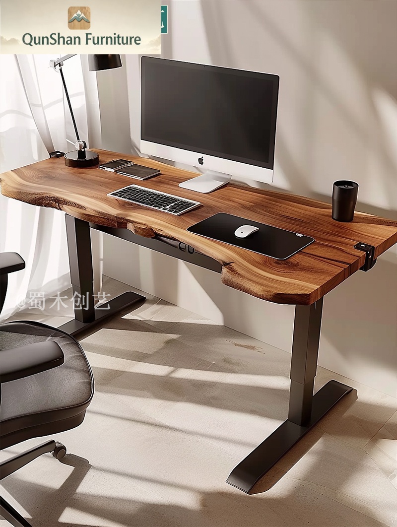 Bureau à plateau unique 150x55, hauteur télescopique réglable de 72 à 117 cm.