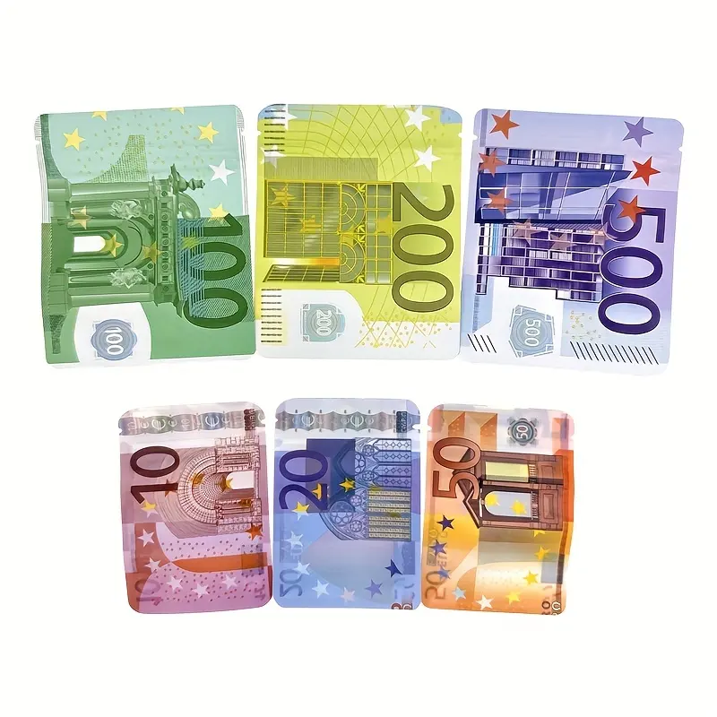 Sacchetto di denaro Euro modello simbolo del dollaro Doypack sacchetto di Cali a prova di odore 3.5g sacchetti di Mylar