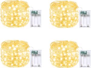 Cuerdas de alambre de cobre para luces <span class=keywords><strong>Led</strong></span>, 2M, 3M, 5M, 10M, 100 <span class=keywords><strong>LED</strong></span>, 3x AA, con batería