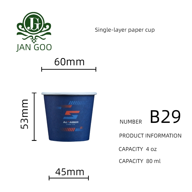 B29: vaso de papel de una sola capa de 4 oz