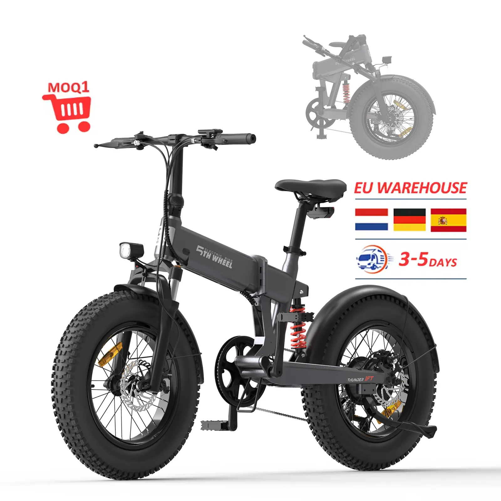 Bicicleta eléctrica EV Warehouse con batería de litio 48V10.4Ah, bicicleta eléctrica plegable para adultos, bicicleta eléctrica plegable de neumáticos gruesos para adultos