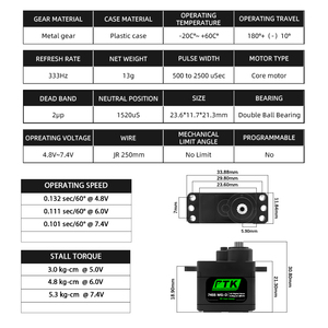 Ptk 7455 mg-D <span class=keywords><strong>servo</strong></span> nhà máy DIY 9 gam kỹ thuật số kim loại bánh răng cho EPP F3P RC Mô hình cho Hitec HS-65 ở cùng một mức độ" - Product Image 2