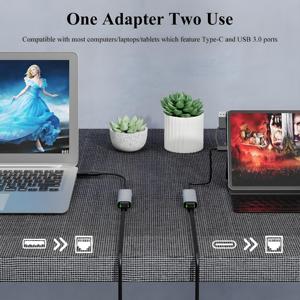 ZOGUO 1Gbps 2-in-1アルミケースUSB 3.0/タイプC RJ45アダプターラップトップデスクトップテレビスマートフォン用イーサネットアダプター - Product Image 4