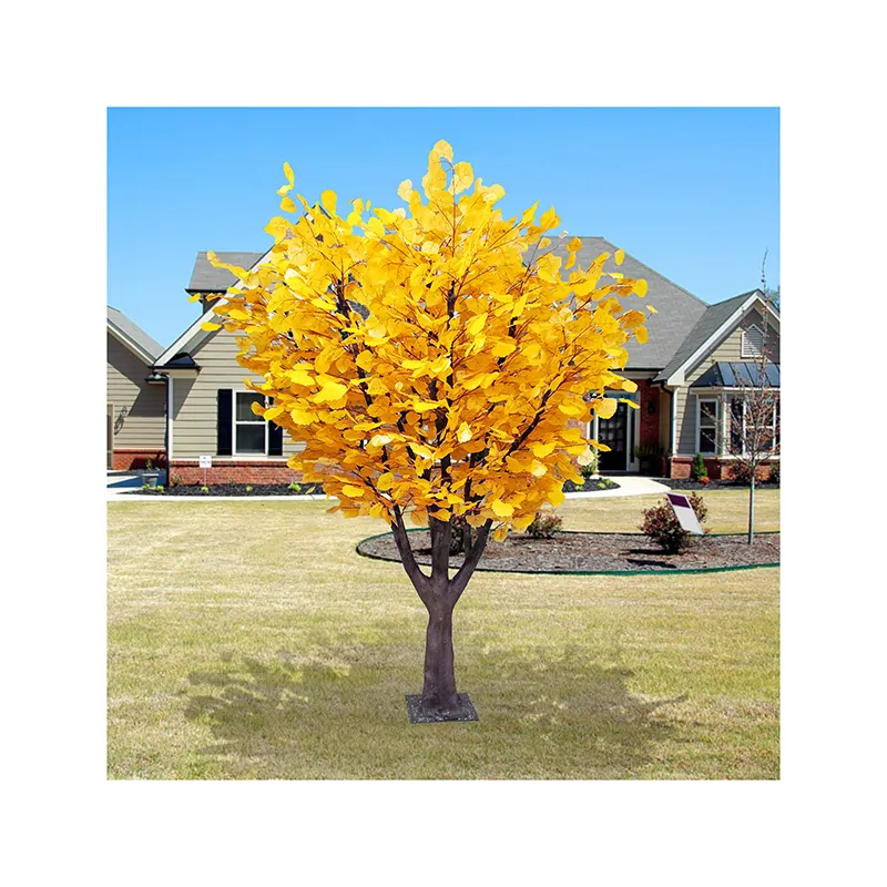 Fábrica por atacado personalizado fibra de vidro 3m altura amarelo folhas artificial poplar árvore artificial árvore para o parque jardim decoração