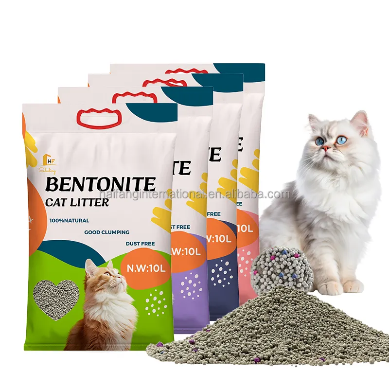 Areia para gatos de alta qualidade forte aglomeração desodorizante rápido poeira limpa bentonita maca para gatos