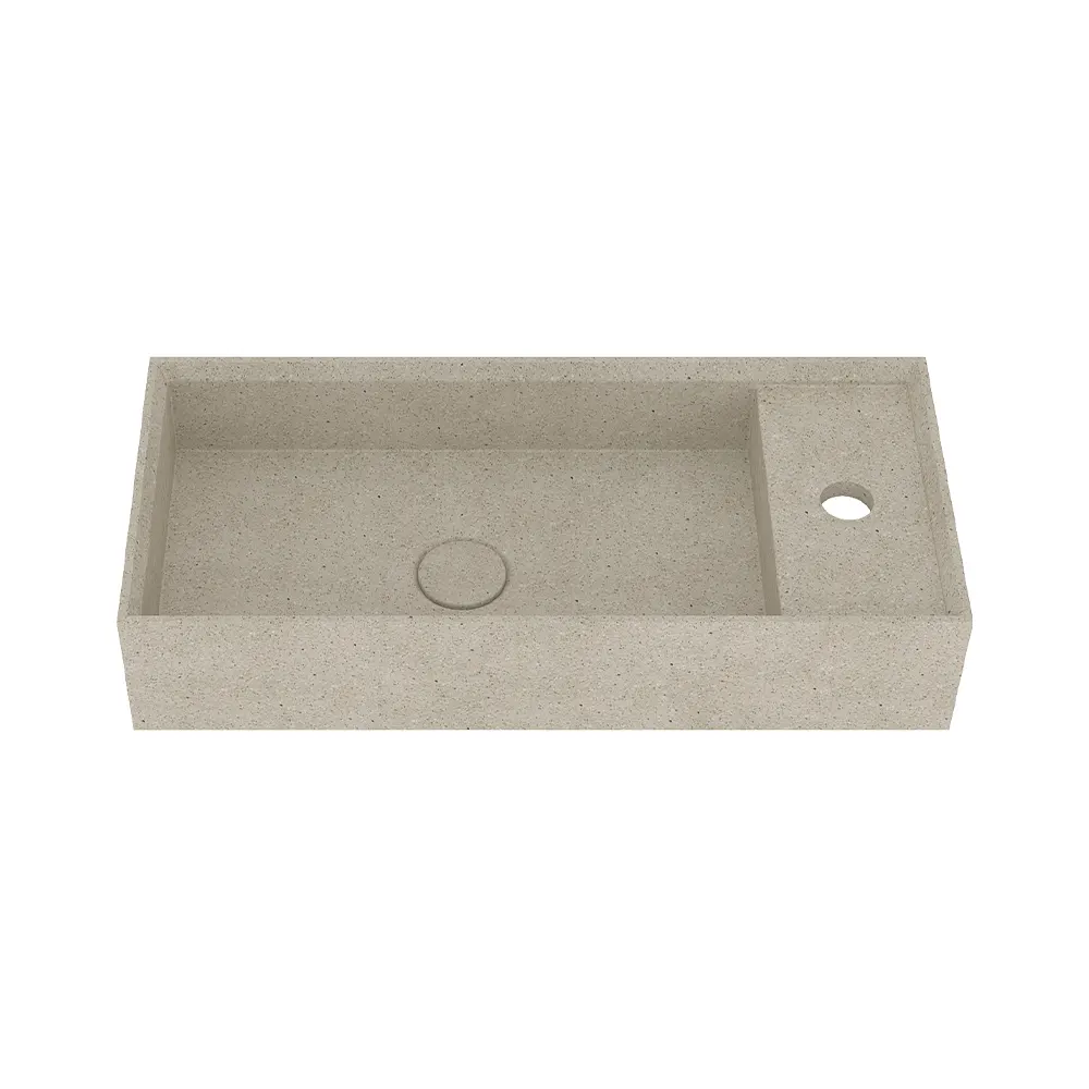 Prezzo all'ingrosso di piccole dimensioni in calcestruzzo lavabo color grigio lavabo da bagno appeso a parete rettangolo lavello