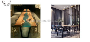 Ahşap tarzı döşeme yemek masası katı ahşap kalın levha masa doğal kenar döşeme masa - Product Image 5