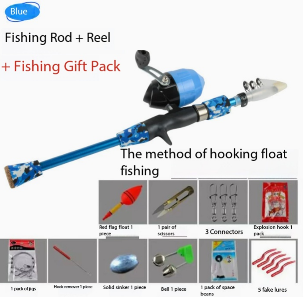 Set da pesca blu con amo e galleggiante - Confezione regalo