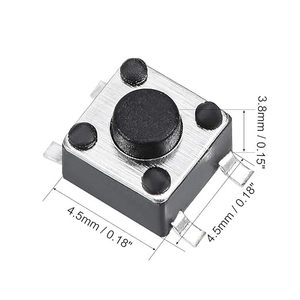 4,5x4,5x3,8mm Momentary Panel PCB Oberflächen montierte Geräte SMT-Montage 4-poliger Druckknopf SPST Tactile Tact Switch - Product Image 1