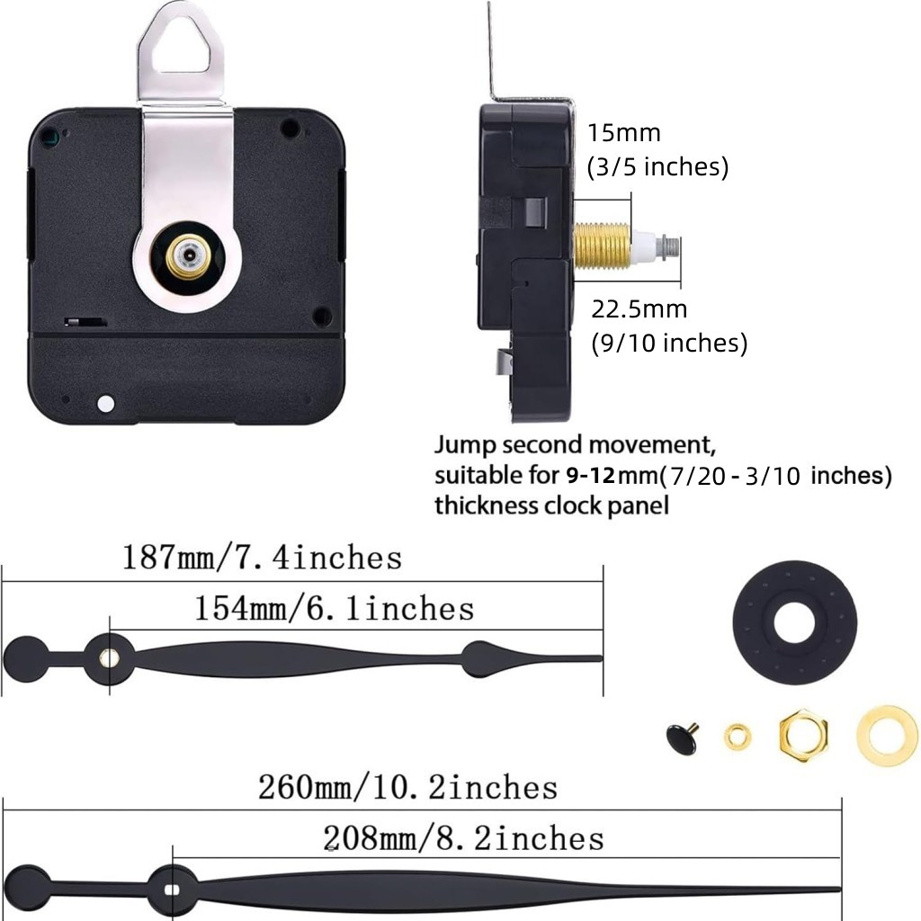 22.5mm Shaft High Torque Movement with Black Hands and Hook