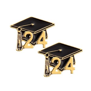 2024 Tùy Chỉnh Bán Buôn Tốt Nghiệp Cap Ve Áo Pin Lưu Niệm Biểu Tượng Huy Hiệu Shinny Vàng Tốt Nghiệp Trâm Lớp 2024 Ve Áo Huy Hiệu Pin - Product Image 2