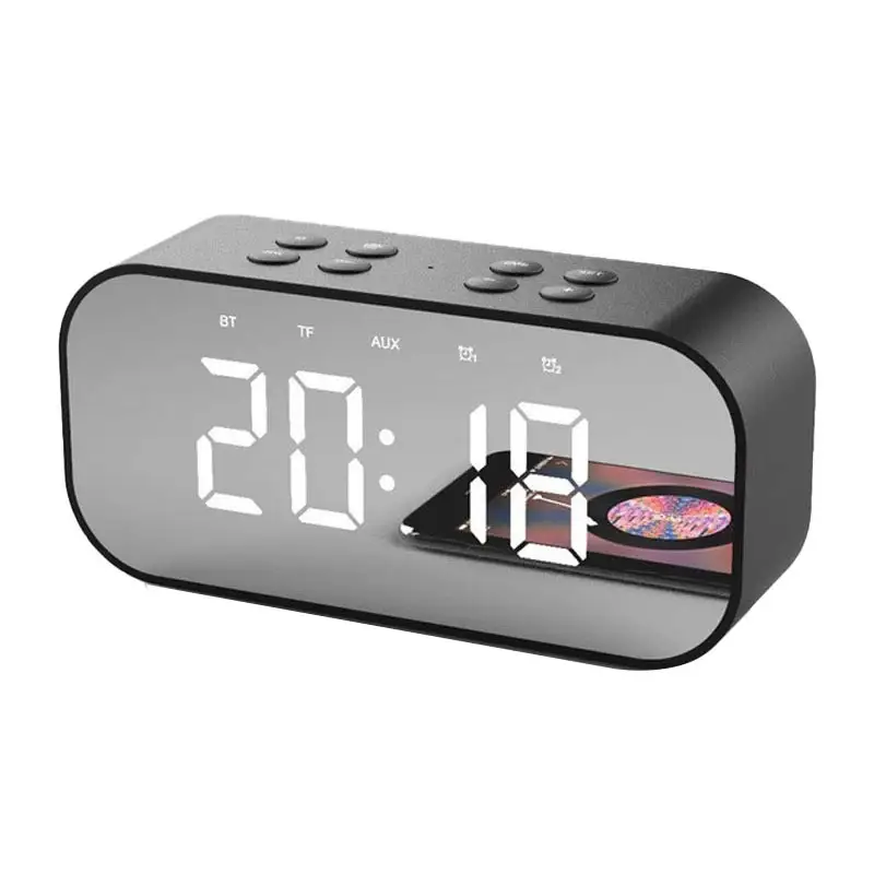 BT 5.0 Orador Coluna Subwoofer Portátil Sem Fio Caixa de Som de Música LEVOU Tempo Snooze Alarm Clock para o Telefone Portátil