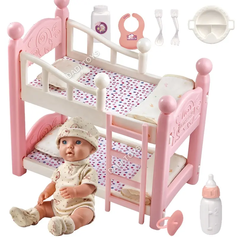 DADI-Muñeca de juguete OEM/ODM de 16 pulgadas, doble capa, de plástico, rosa, para bebé, cama, litera