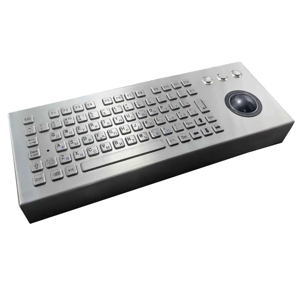 LK Schreibtisch Russisch Englisch Layout 68 Tasten Metall tastatur mit 50mm Trackball