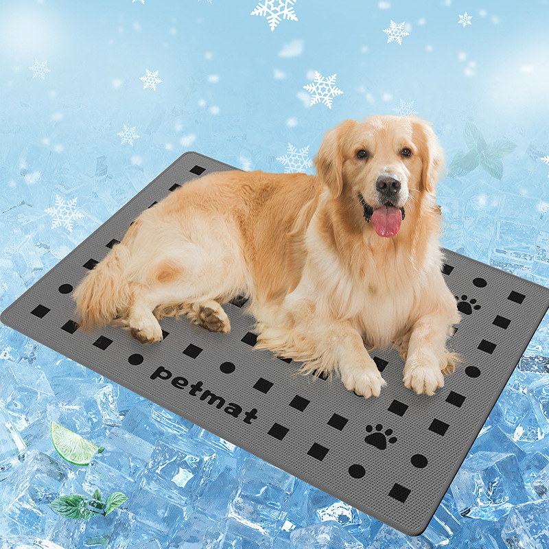Tapis pour animaux de compagnie en soie glacée - tacheté gris foncé