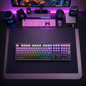 Teclado de escritorio portátil inalámbrico RGB de 108 teclas de tamaño completo, membrana ajustable personalizable programable de tres modos - Product Image 1