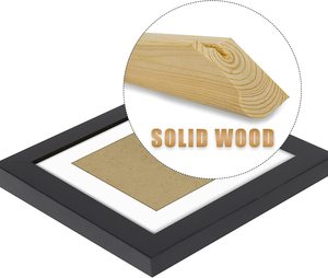 8in Digital Picture <strong>Frames</strong> Black Thick Solid Wood with <strong>Mat</strong> Wooden Square Photo <strong>Frame</strong> for Home Decoration - Product Image 2