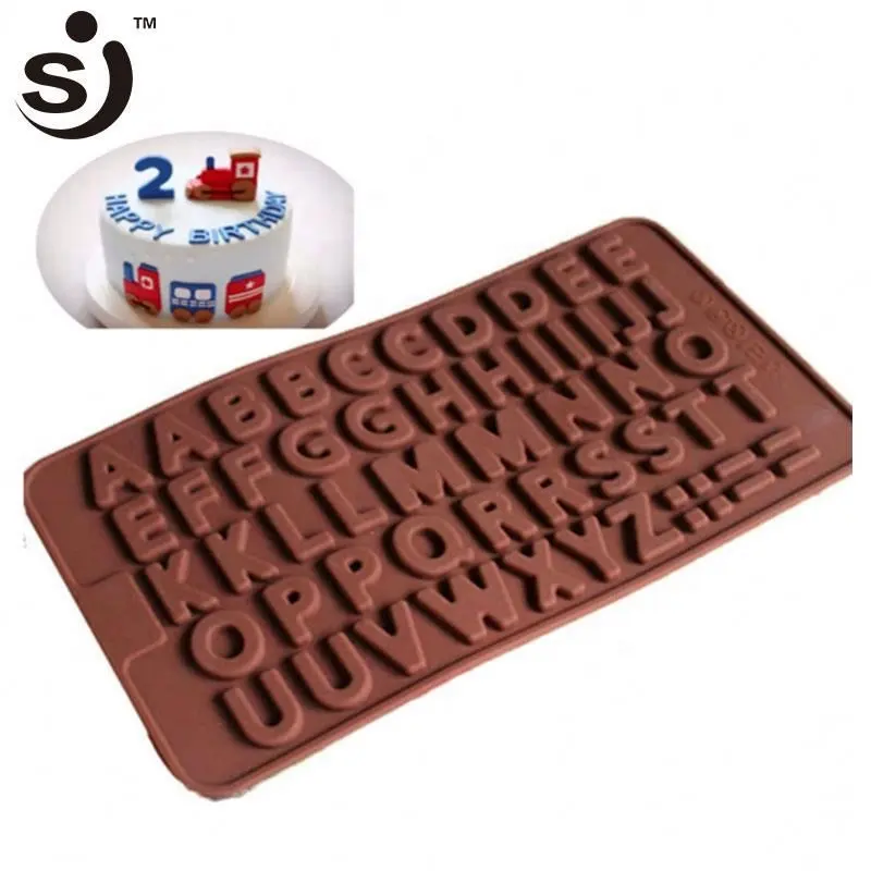 Molde de silicona con diseño de letras del alfabeto, molde de Chocolate 3d