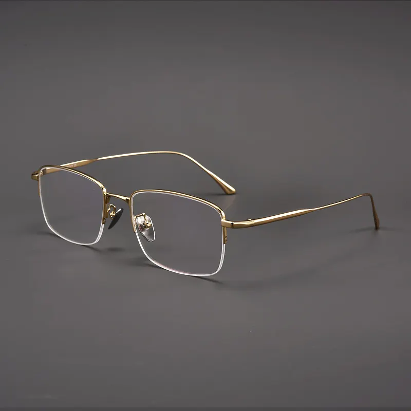 글레이지 티타늄 근시 처방 광학 안경 세미 무테 스펙타클 프레임 남성용 안경 안경