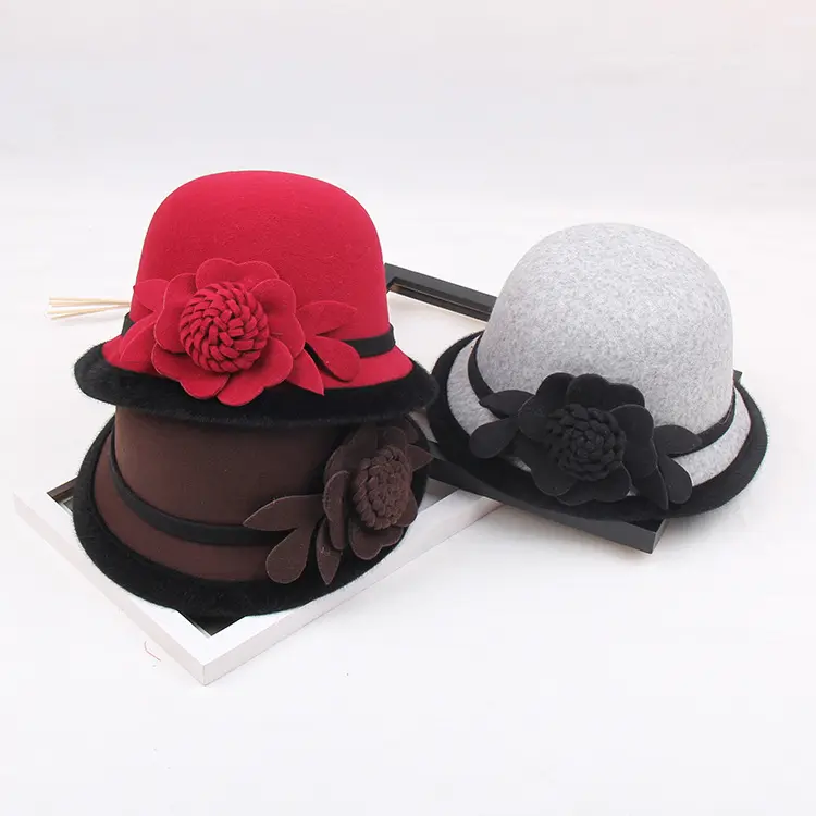 Женская винтажная фетровая шляпа-федора, с цветами и 2024