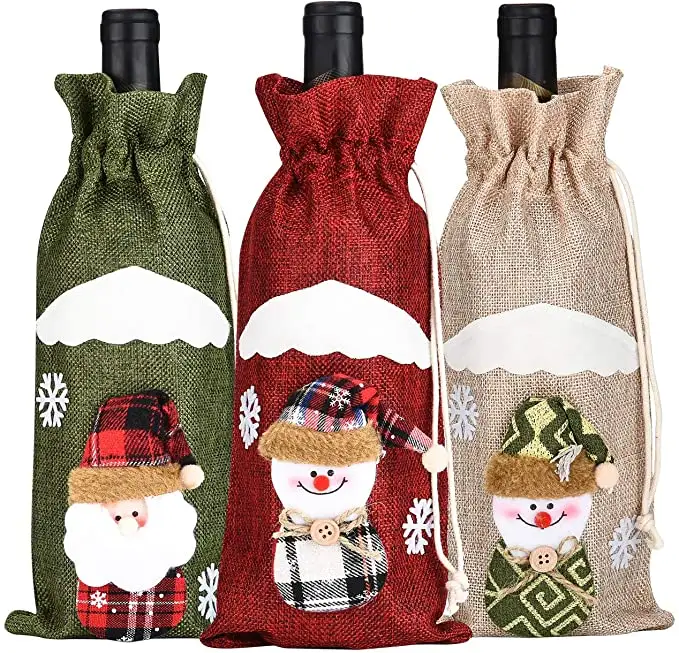 Funda navideña de Papá Noel para botella de vino, decoraciones navideñas para el hogar, regalo de Navidad, decoración de Año Nuevo