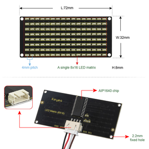 Keyestudio 8 x16 LED Dot Matrix Board 128 LED e AIP1640 Chip LED Matrix pannello per Arduino - Product Image 2