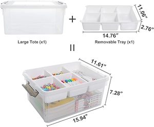 蓋付きの透明なプラスチック製の大型16L収納ボックス多目的おもちゃ & 積み重ね可能なコンテナの整理手頃な価格 - Product Image 2