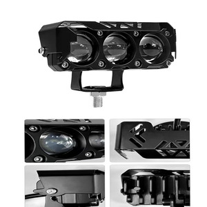 3镜头摩托车发光二极管聚光灯双色黄白色远光近光12V-85V镜头前灯驾驶员灯