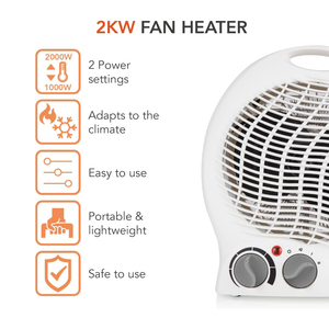 Kış ev için taşınabilir 2000W ısıtıcılar 2 ısı ayarları ve serin fonksiyonu ile ayarlanabilir termostat Mini elektrikli Fan ısıtıcı - Product Image 2