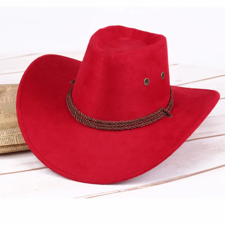 Dda852 chapéu unissex, crianças, viagem, boné de sol, camping, couro falso, aba larga, ajustável, para o verão, para passeios ao ar livre, chapéus de cowboy ocidental