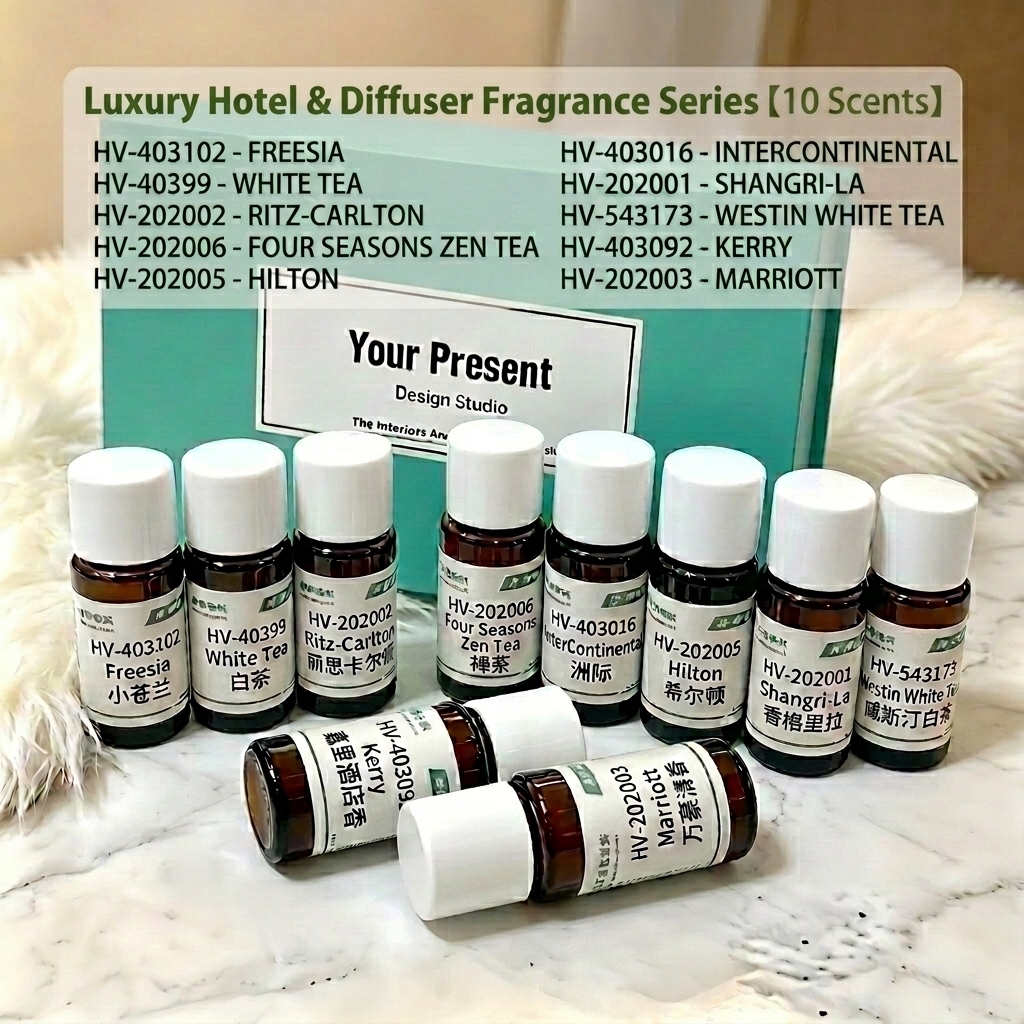 Série de parfums pour hôtels de luxe et diffuseurs (10 senteurs)