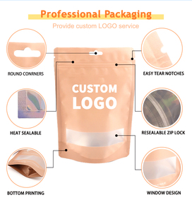 Tùy chỉnh sinh thái có thể tái chế Ziplock thực phẩm giấy kraft đứng lên túi phẳng bao bì cho bánh gạo phồng đồ ăn nhẹ - Product Image 4