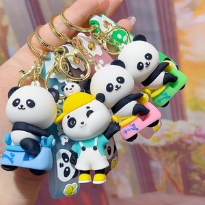 Tùy Chỉnh 3D Mềm Cao Su UV In Thân Thiện Với Môi Dễ Thương Phim Hoạt Hình Gấu Trúc Búp Bê Keychain Nhà Máy Được Thiết Kế Mới Sản Phẩm Độc Đáo - Product Image 1