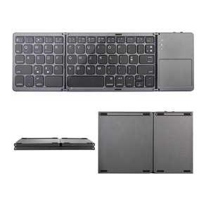 Mini teclado Bluetooth inalámbrico plegable de aleación de aluminio, teclado táctil portátil recargable para Android IOS Wins