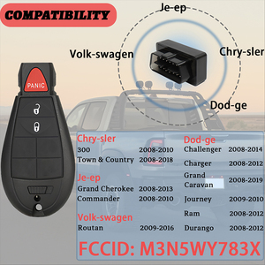 מפתח obd עצמי מפתח מתכנת הזן מרחוק 2 + 1 ערכת כפתור ג 'יפ תואם ג' יפ דודג m3n5wy783x IYZ-C01C מפתחות רכב - Product Image 3