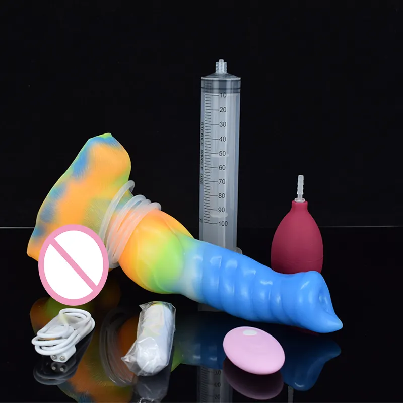 YOCY New 10.24 inch big animal wolf vibrating sex to toy colorful skin penis silicone dildo for women sex big anal butt plug