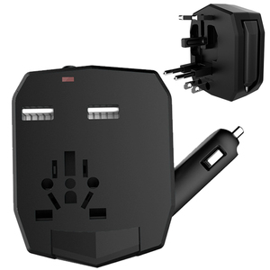 通用旅行适配器与车载充电器国际旅行电源适配器与双USB，多功能车载充电器适配器 - Product Image 2