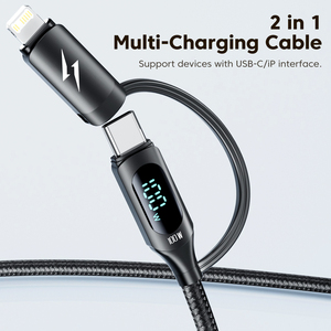 สายชาร์จเร็วแบบ2 in 1 toocki 20W 100W จอแสดงผลดิจิตอลแบบ2อิน1สำหรับ IP Type-C - Product Image 5