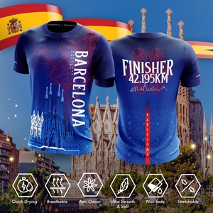 เสื้อพิมพ์ซับลิเมชันทรงสี่เหลี่ยมเสื้อยืดโพลีเอสเตอร์รีไซเคิล UPF 50 + ที่กำหนดเองสำหรับการวิ่งมาราธอน - Product Image 6