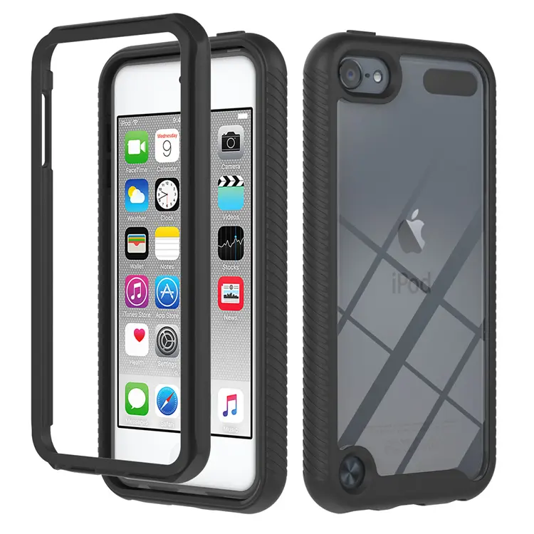 Capa de acrílica transparente para celular, venda por atacado 3 em 1 tpu tampa de acrílico para ipod touch 5 6 7 360 capa de cobertura completa para telefone